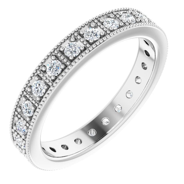 0.50 ct. Round Diamond Milgrain Accent Eternity Band-VIRABYANI